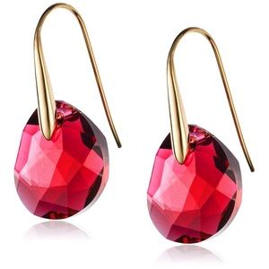 NWT Swarovski Galet Bordeaux Red Crystal Drop Earrings